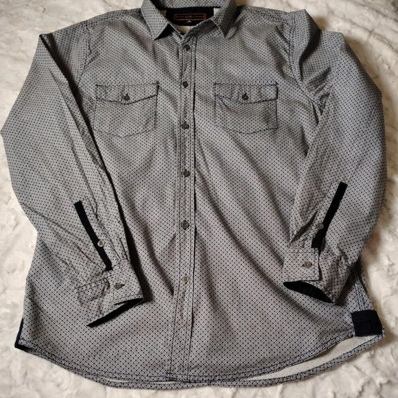 PD&C Navy Blue and White Button Down Shirt, Large - Picture 7 of 12